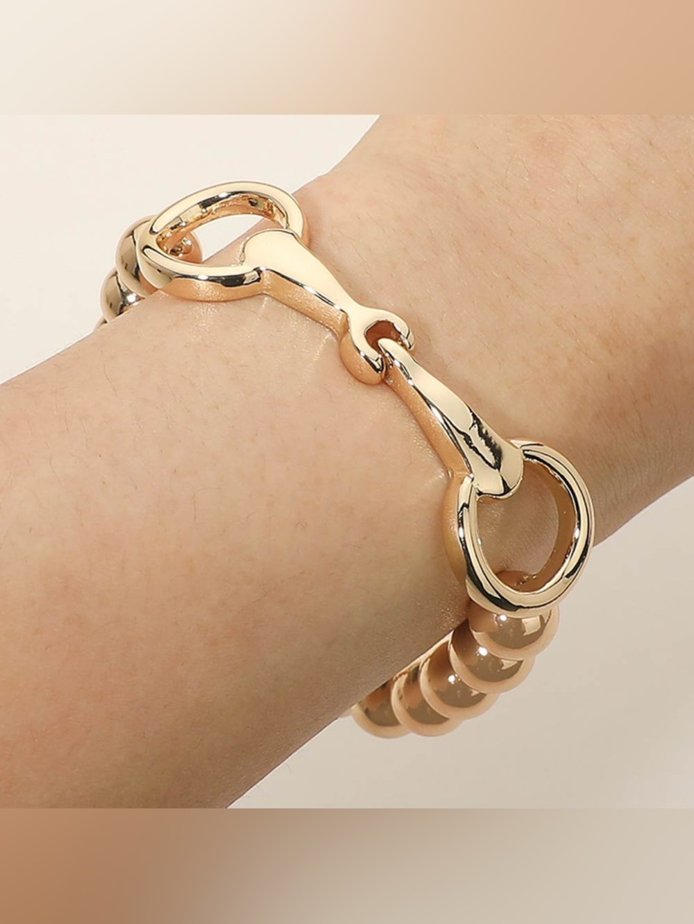 Horsebit Beaded Stretch Bracelet